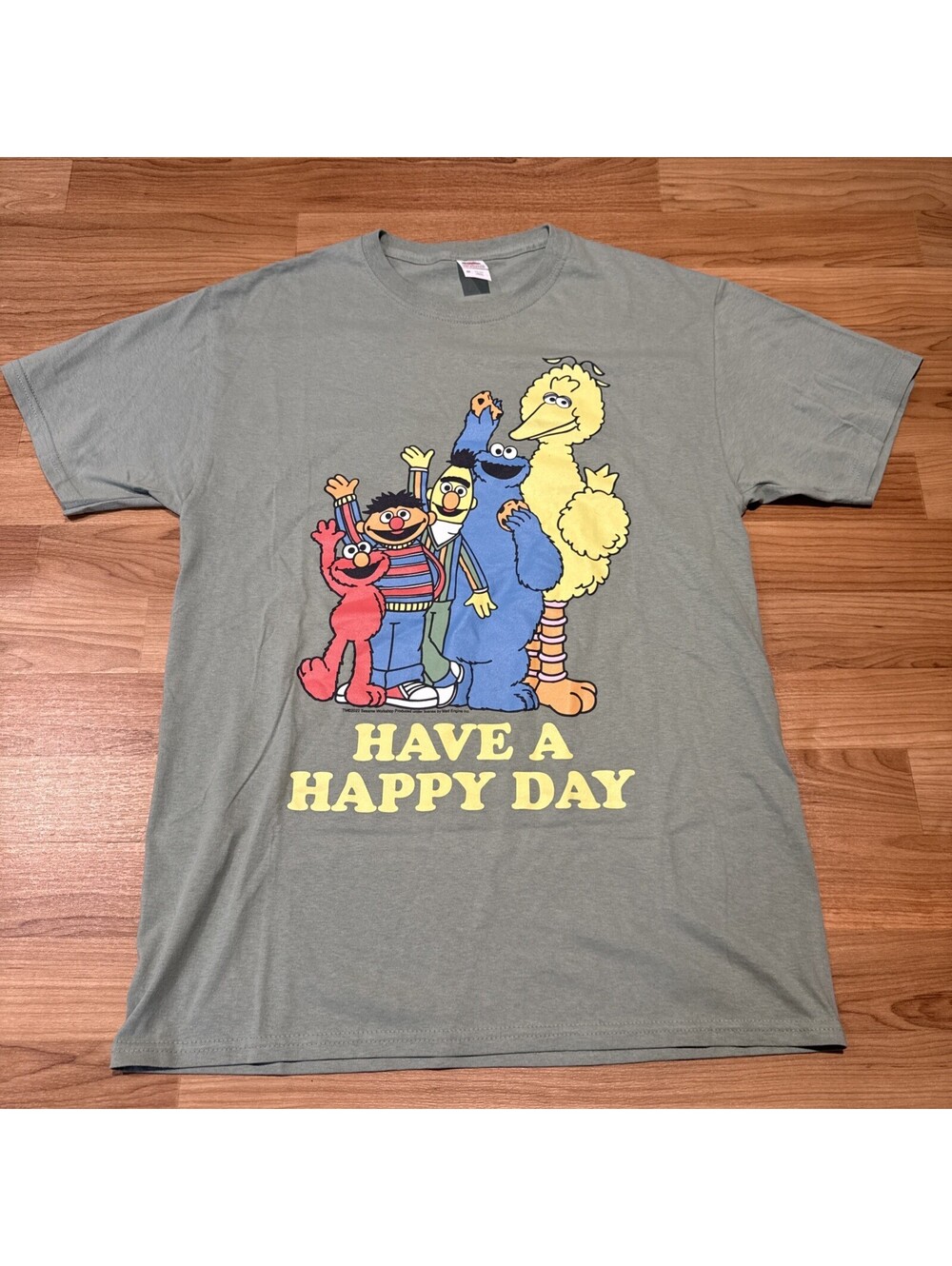 Sesame Street T-Shirt Happy Day Large Big Bird Ernie Bert Cookie Monster Elmo